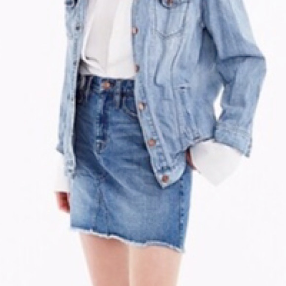 J. Crew Dresses & Skirts - J Crew Raw Hem Denim Mini Skirt